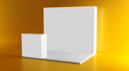Exhibition stand mockup and flat used for branding and Corporate identity. High resolution, 3d rendering.
