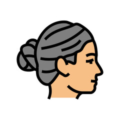 bun hairstyle female color icon vector illustration