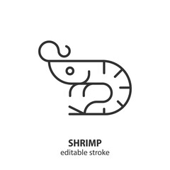 Shrimp line icon. Seafood outline vector sign. Editable stroke.