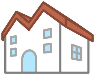 建物、家の立体イラスト