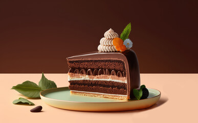 Chocolate cake - illustration created with Generative AI technology