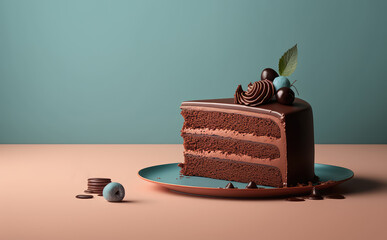 Chocolate cake - illustration created with Generative AI technology