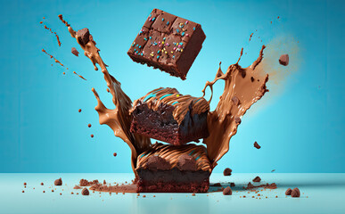 Chocolate brownies - illustration created with Generative AI technology