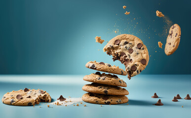 Chocolate cookies illustration created with Generative AI technology