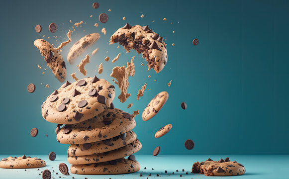 Chocolate cookies illustration created with Generative AI technology