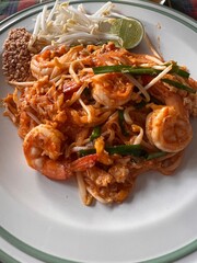 Thai food Pad thai with shrimp, noodles