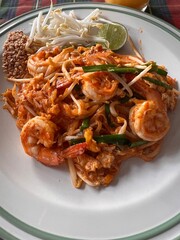 Thai food Pad thai with shrimp, noodles