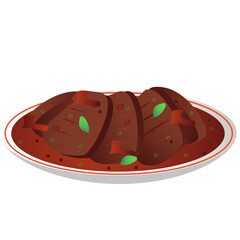 a rendang dish made from meat cooked at a low temperature for a long time using various spices and coconut milk
