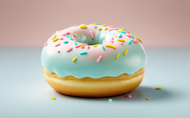 Donut with icing and sprinkles - illustration created with Generative AI technology