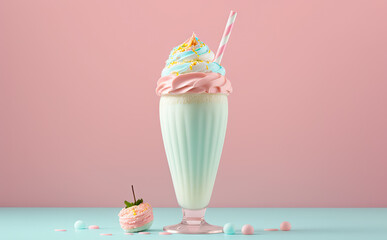 Milkshake - realistic illustration created with Generative AI technology