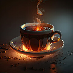 Cup of hot coffee - illustration created with Generative AI technology