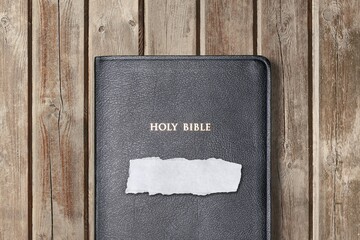 White blank note and Holy Bible