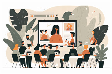 Business conference illustration created with Generative AI technology