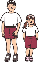 運動着を着た保育園児の兄妹　幼稚園児