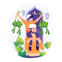 Muslim give alms in ramadan flat illustration