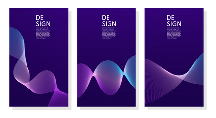 abstract vertical banner template with lines and gradient
