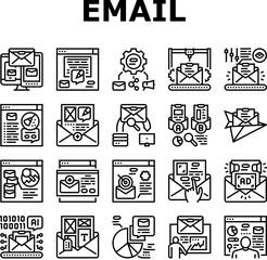 email marketing internet web icons set vector