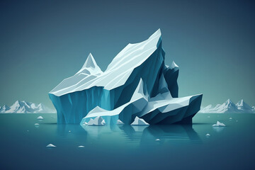 Ice berg floating in ocean, underwater part of the iceberg and tip. concept of global warming generated by Ai