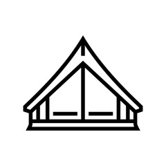 adventure tent vacation line icon vector illustration