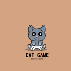 Cat mascot character design logo template