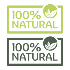 Natural products sticker, label, badge and logo. Ecology icon. Logo template with green leaves for organic and eco friendly products. Vector illustration