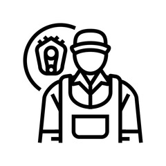 diesel mechanic repair worker line icon vector illustration