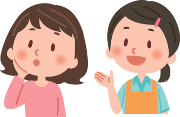 説明をするヘルパーと説明を聞く女性