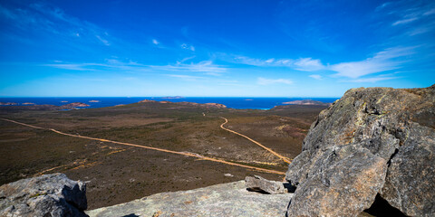 panorama of cape le grand national park in western australia seen from the top of frenchman peak  landscape of famous national park near esperance in australia