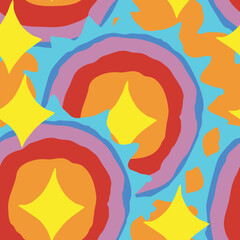 Abstract seamless vector pattern with circle, dots and spots decorative elements. Hand drawn background in boho style for textile print, fabric design, wallpaper and digital paper, wrapping.