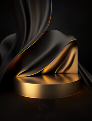 Elevate your brand with a shimmering gold pedestal for your presentation