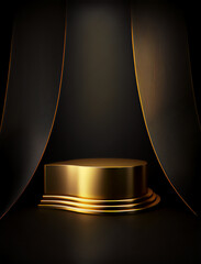 A luxurious and glamorous gold pedestal for your product showcase