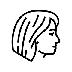 bob cut hairstyle female line icon vector illustration