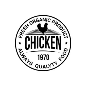 Monochrome Craft Label Vintage Design for Fresh Organic Chicken Eggs Cardboard Container on White Background