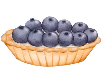 watercolor blueberry tart