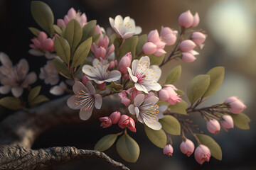 Obraz na płótnie Canvas a Close Up of a Cherry Blossom Branch