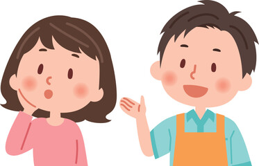 説明をするヘルパーと説明を聞く女性