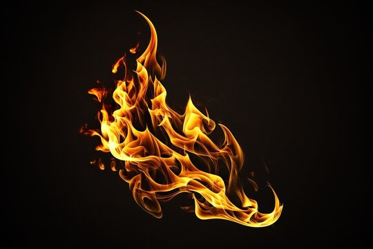 Flames of fire, isolated black background, concept of Heat and Destruction, created with Generative AI technology