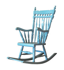antique rocking chair. Isolated on transparent Background