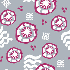 Abstract seamless vector pattern with circle, dots and spots decorative elements. Hand drawn background in boho style for textile print, fabric design, wallpaper and digital paper, wrapping.