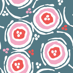 Abstract seamless vector pattern with circle, dots and spots decorative elements. Hand drawn background in boho style for textile print, fabric design, wallpaper and digital paper, wrapping.