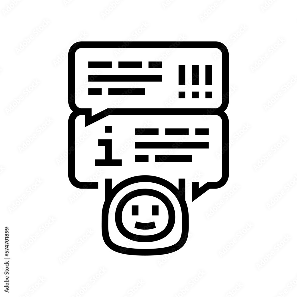 Poster help chat bot line icon vector illustration