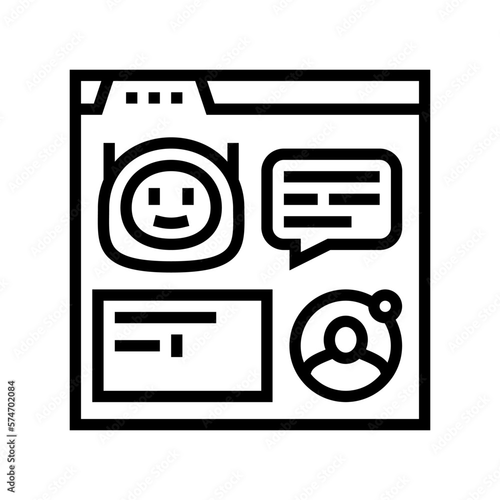 Poster web chat bot line icon vector illustration