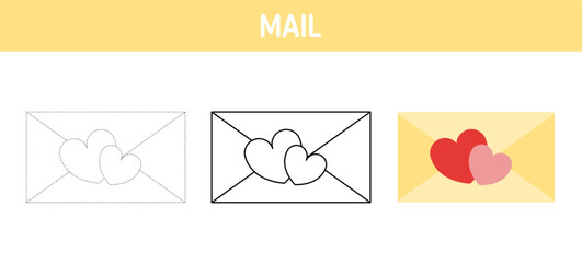 Mail tracing and coloring worksheet for kids