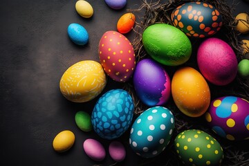 Fototapeta na wymiar Happy easter decoration background colorful eggs