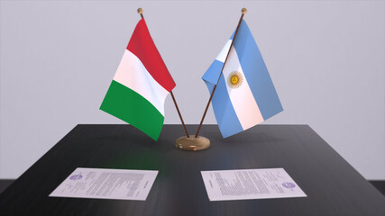 Argentina and Italy country flags 3D illustration. Politics and business deal or agreement