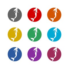  Mermaid logo icon isolated on white background. Set icons colorful