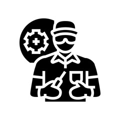 equipment service technician glyph icon vector illustration