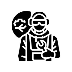 aircraft mechanic repair worker glyph icon vector illustration