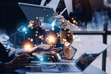 Digital transformation change management, internet of things. new technology bigdata and business...