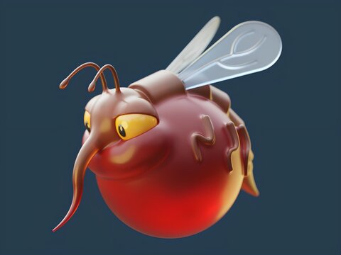 Stuffed mosquito 3D cartoon character illustration